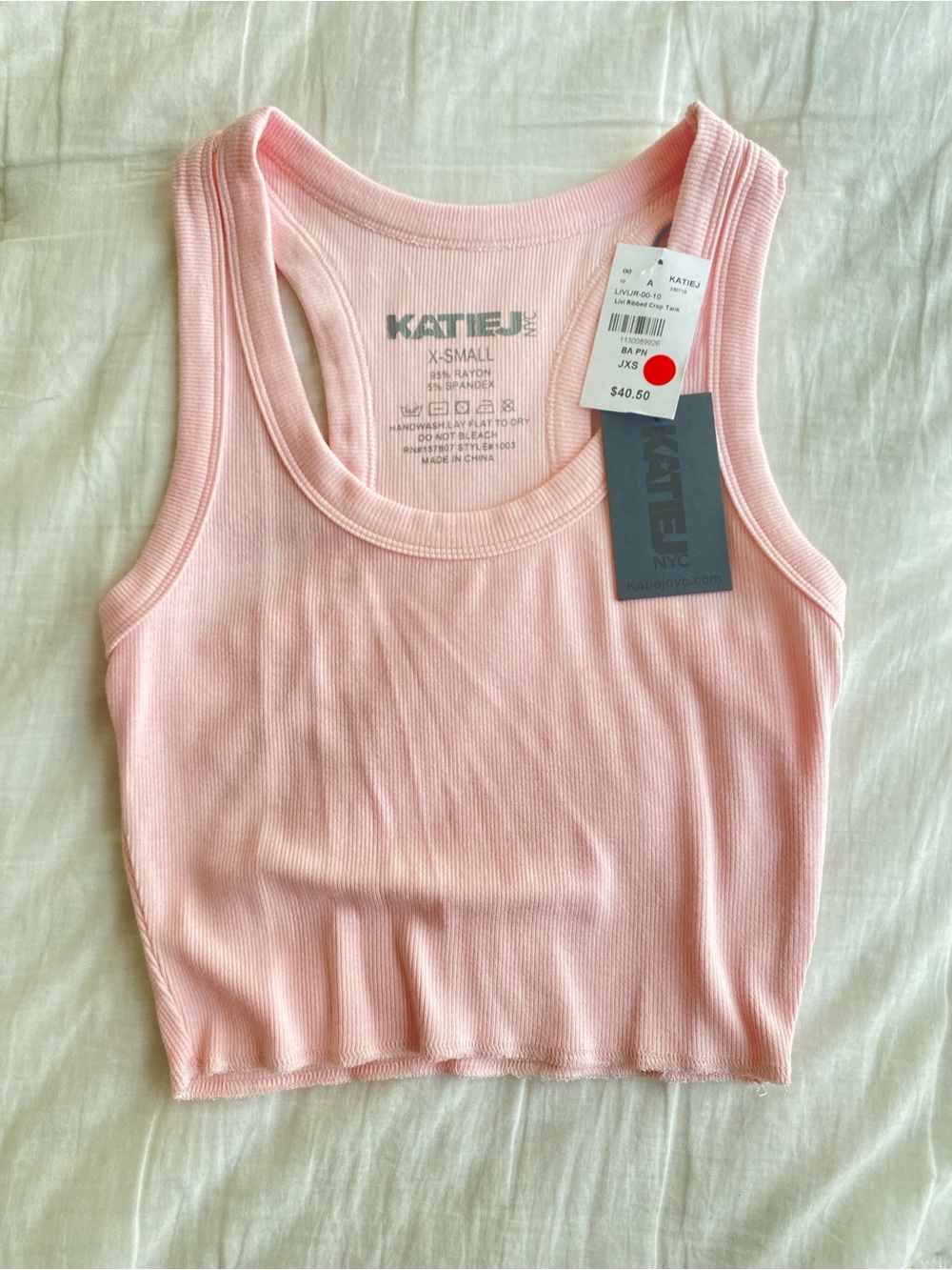 Katie J NYC Light Pink Ribbed tween girls Racerback Tank